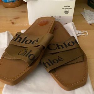 Chloé Woman’s Woody Logo Slide Sandals size 40W